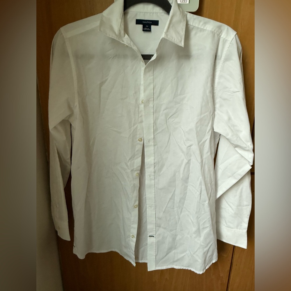 Nautica Crisp White Dress Button Down Shirt in Boys 18